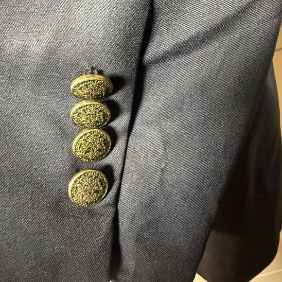 Austin Reed Mens Dillards Blue Worsted Wool Blazer Jacket 48R Gold Buttons - Picture 9 of 15